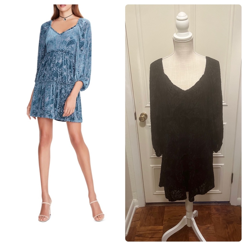 Black Velvet Betsey Johnson Party Dress Vneck Fit And Flare